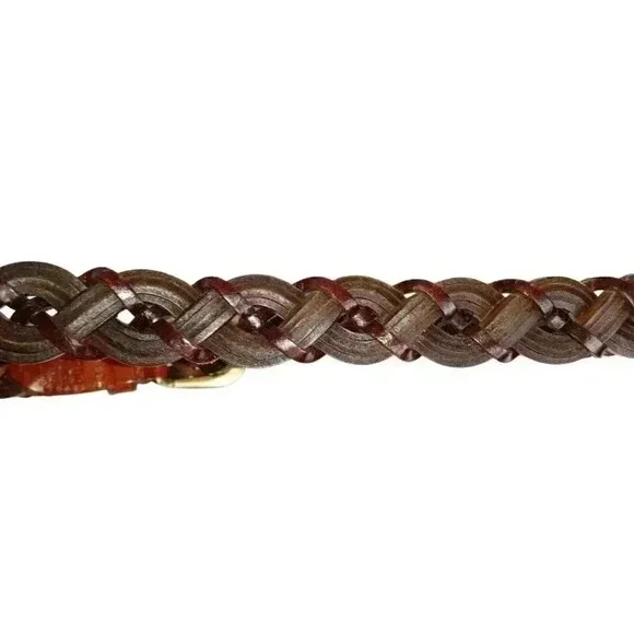 Braided Genuine Leather Womens Brown Belt Made In India Sz L - Picture 5 of 8